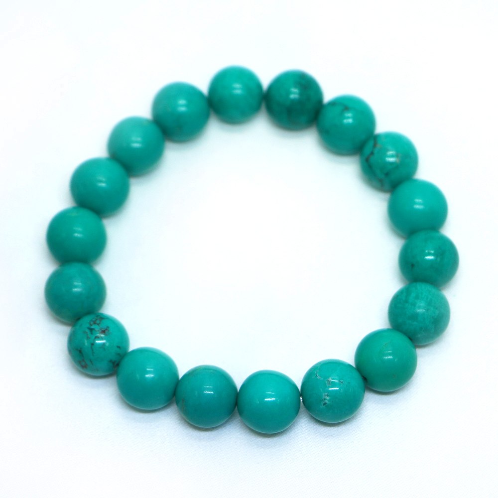 ハウライト マグネサイト ターコイズ(染め グリーン)【丸玉】12mm 数珠 天然石 ブレスレット パワーストーン ブレス お守り 選べるサイズ
