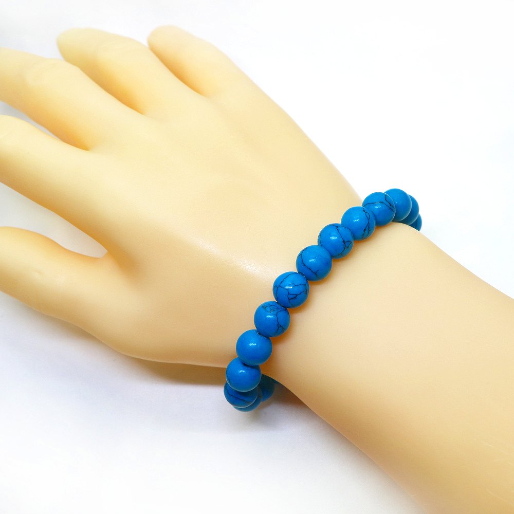 フェイク ターコイズ(人工石 ブルー)【丸玉】10mm 数珠 天然石 ブレスレット パワーストーン ブレス お守り 選べるサイズ 3