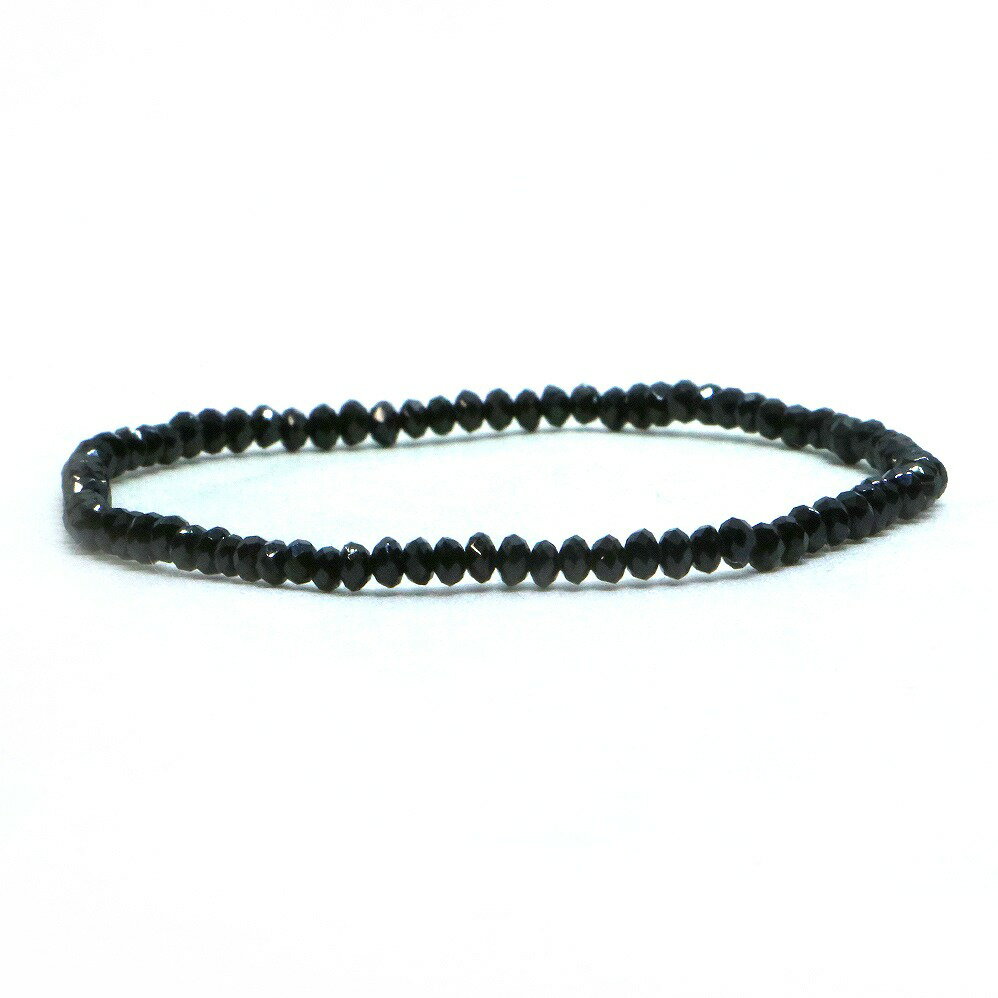 ブラックスピネル【ボタンカット】2×3mm 数珠 天然石 ブレスレット パワーストーン ブレス お守り 選べるサイズ