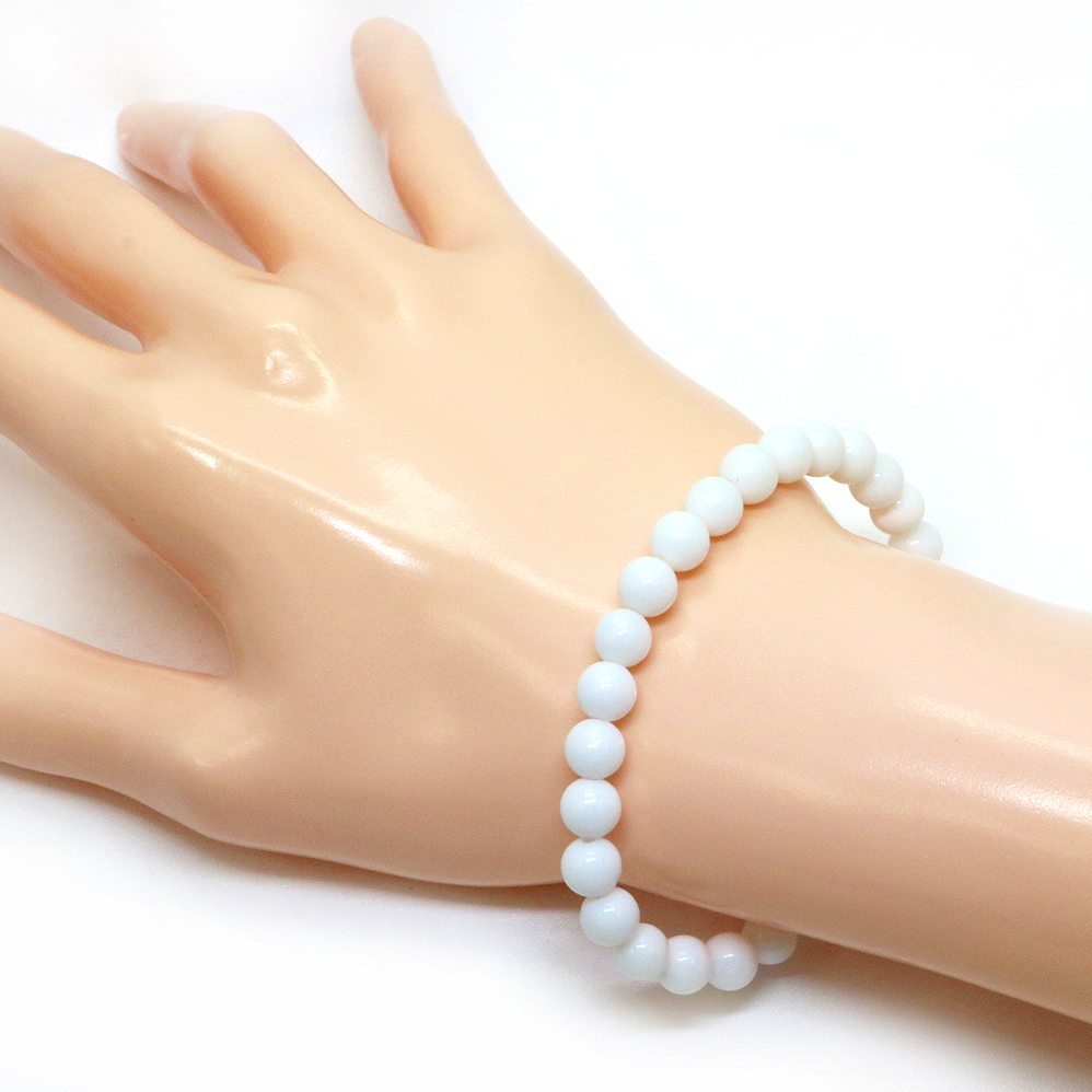 ホワイトオニキス（人工石）【丸玉】6mm 数珠 天然石 ブレスレット パワーストーン ブレス お守り 選べるサイズ