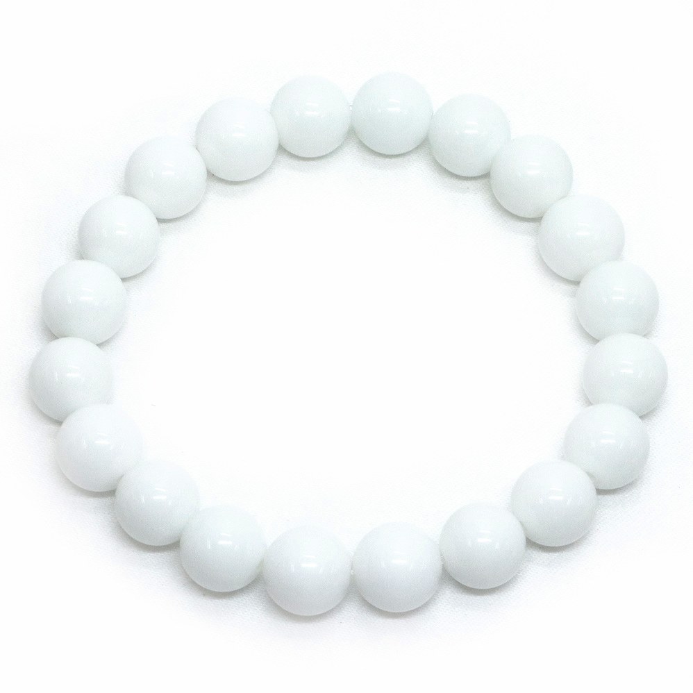 ホワイトオニキス（人工石）【丸玉】10mm 数珠 天然石 ブレスレット パワーストーン ブレス お守り 選べるサイズ