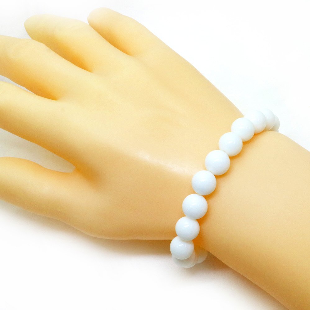 ホワイトオニキス（人工石）【丸玉】10mm 数珠 天然石 ブレスレット パワーストーン ブレス お守り 選べるサイズ