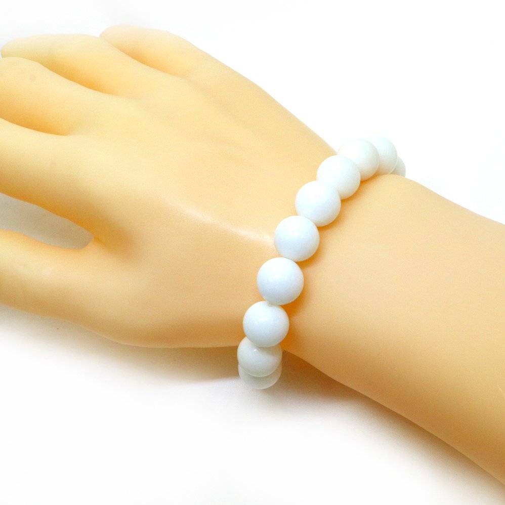 ホワイトオニキス（人工石）【丸玉】12mm 数珠 天然石 ブレスレット パワーストーン ブレス お守り 選べるサイズ