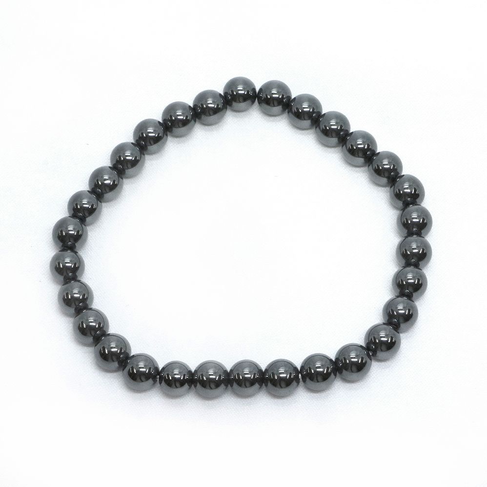 ヘマタイト【丸玉】6mm 数珠 天然石 ブレスレット パワーストーン ブレス お守り 選べるサイズ