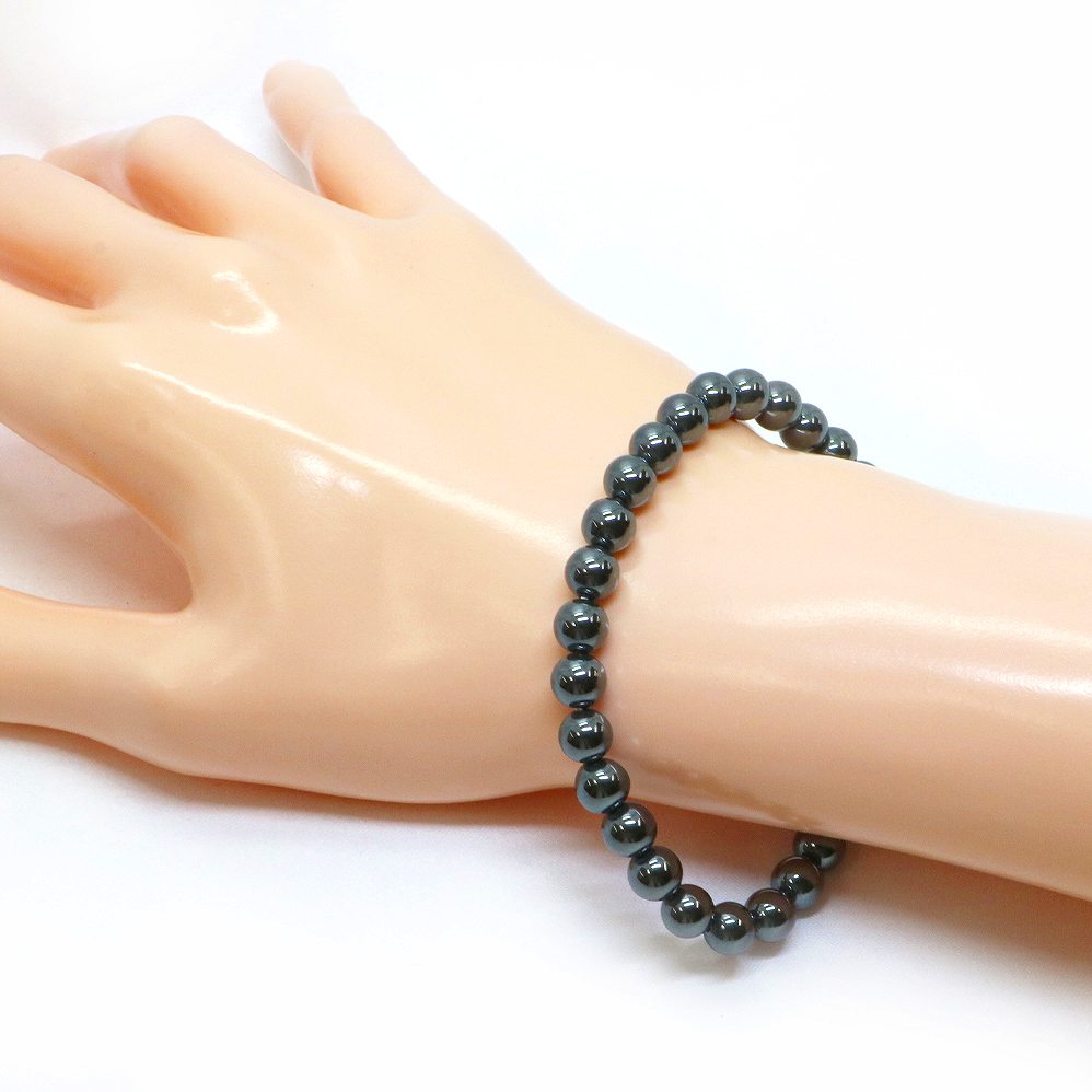 ヘマタイト【丸玉】6mm 数珠 天然石 ブレスレット パワーストーン ブレス お守り 選べるサイズ