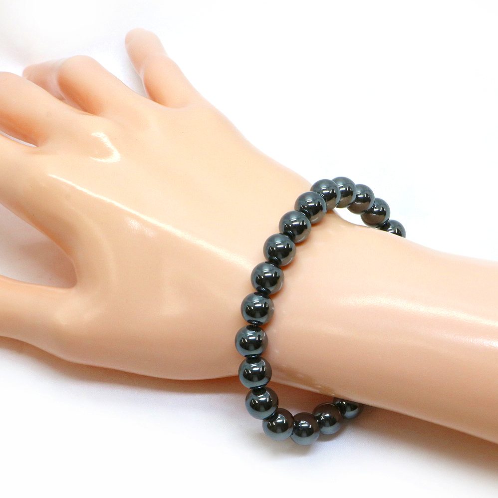 ヘマタイト【丸玉】8mm 数珠 天然石 ブレスレット パワーストーン ブレス お守り 選べるサイズ