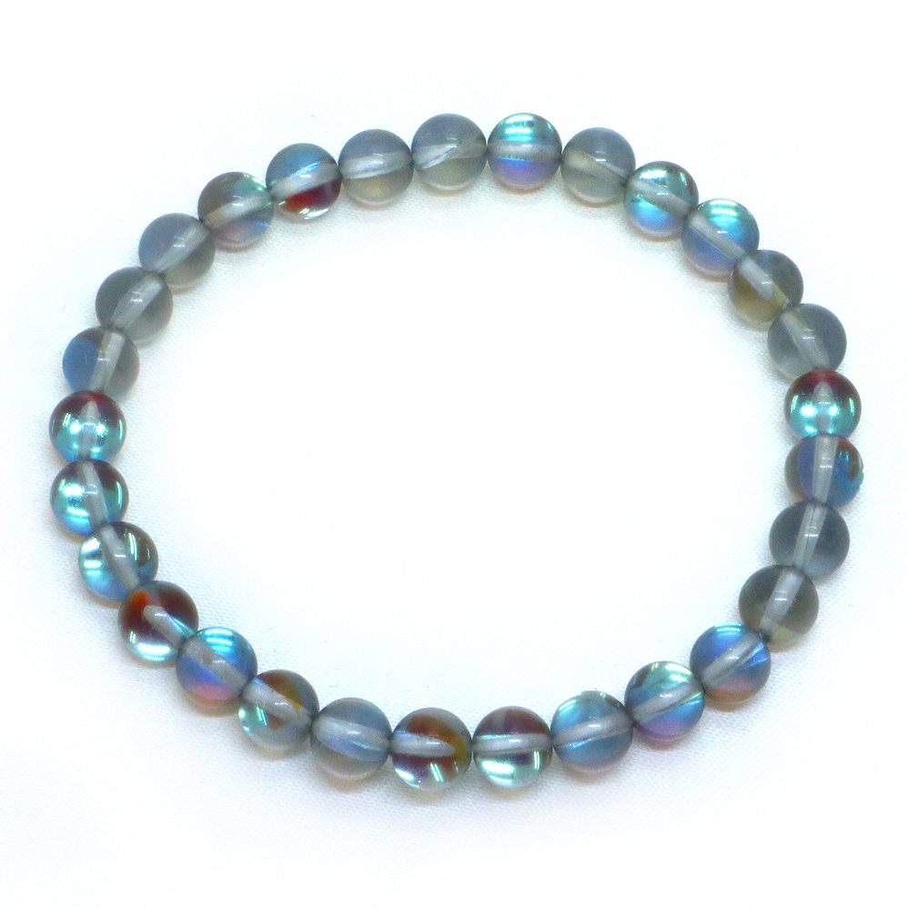 ブラックルナフラッシュ（人工石）【丸玉】6mm 数珠 天然石 ブレスレット パワーストーン ブレス お守り 選べるサイズ