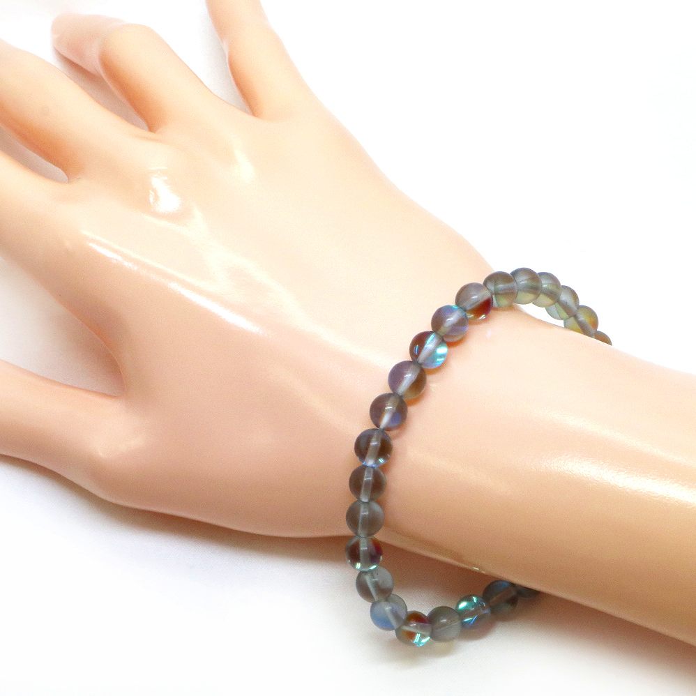 ブラックルナフラッシュ（人工石）【丸玉】6mm 数珠 天然石 ブレスレット パワーストーン ブレス お守り 選べるサイズ