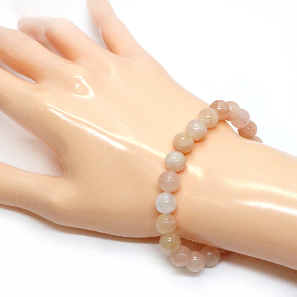 モルガナイト(サーモンピンク)【丸玉】8mm 数珠 天然石 ブレスレット パワーストーン ブレス お守り 選べるサイズ