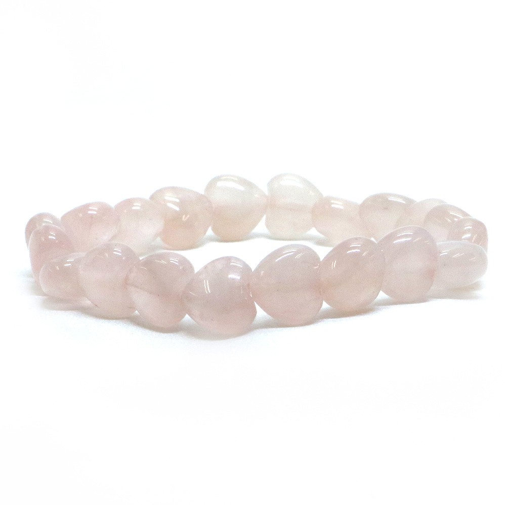 ローズクォーツ【ハート】10mm（厚さ6mm） 数珠 天然石 ブレスレット パワーストーン ブレス お守り 選べるサイズ