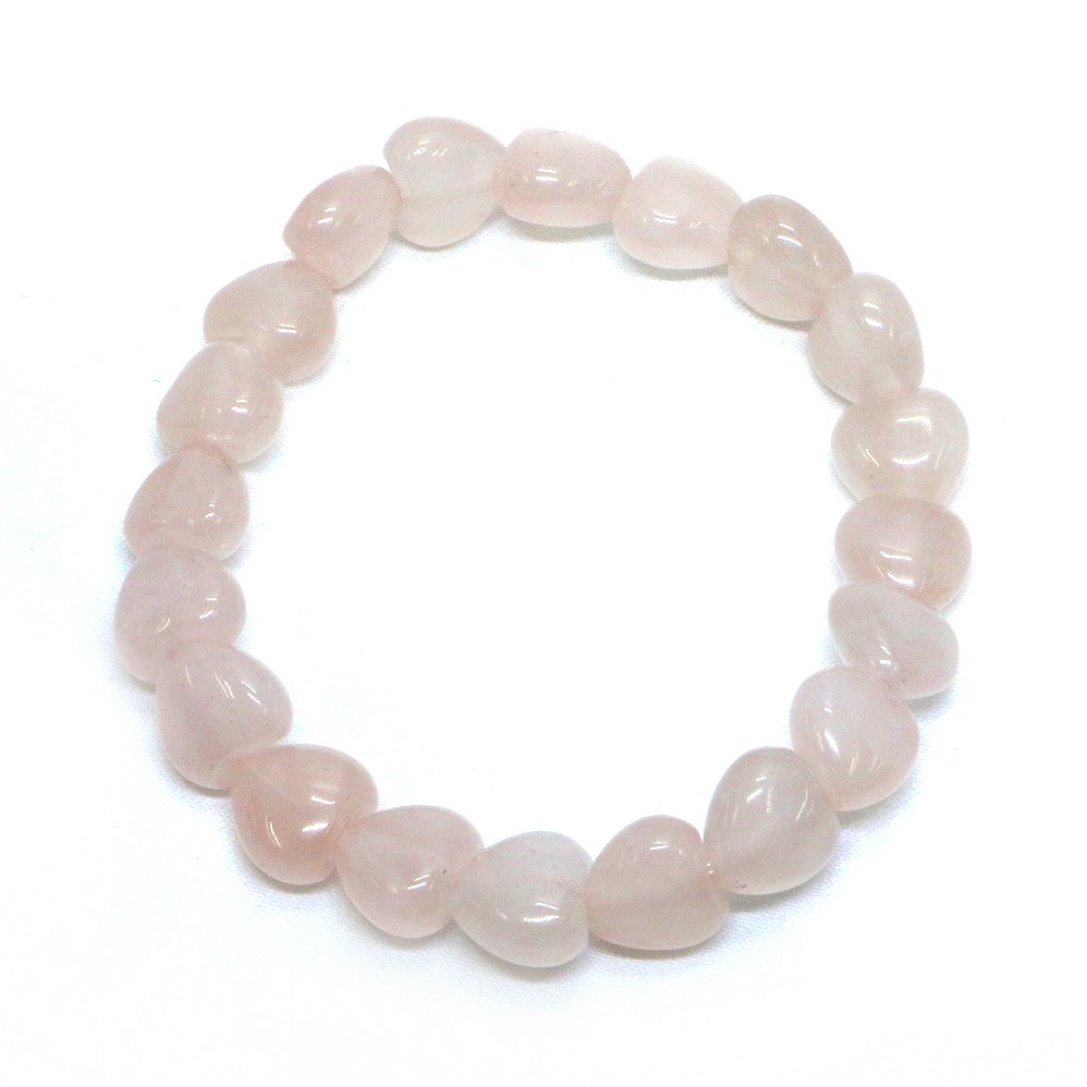 ローズクォーツ【ハート】10mm（厚さ6mm） 数珠 天然石 ブレスレット パワーストーン ブレス お守り 選べるサイズ