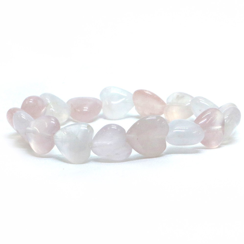 ローズクォーツ【ハート】12mm（厚み7mm） 数珠 天然石 ブレスレット パワーストーン ブレス お守り 選べるサイズ