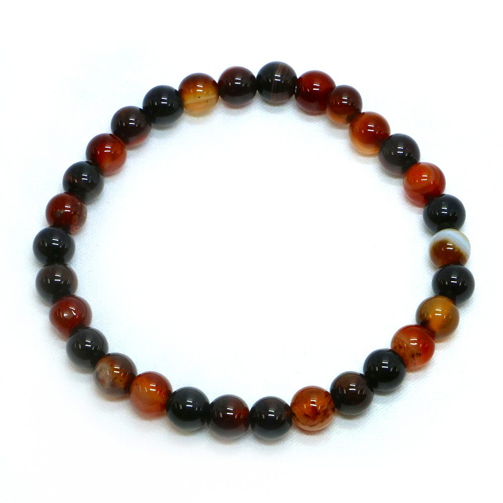 メノウ アゲート【丸玉】6mm 数珠 天然石 ブレスレット パワーストーン ブレス お守り 選べるサイズ