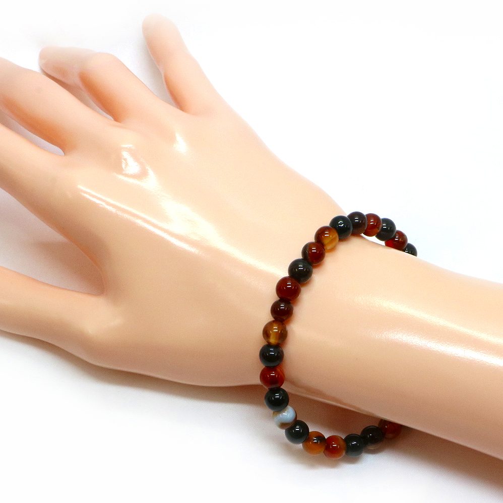 メノウ アゲート【丸玉】6mm 数珠 天然石 ブレスレット パワーストーン ブレス お守り 選べるサイズ