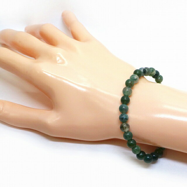 モスアゲート【丸玉】6mm 数珠 天然石 ブレスレット パワーストーン ブレス お守り 選べるサイズ