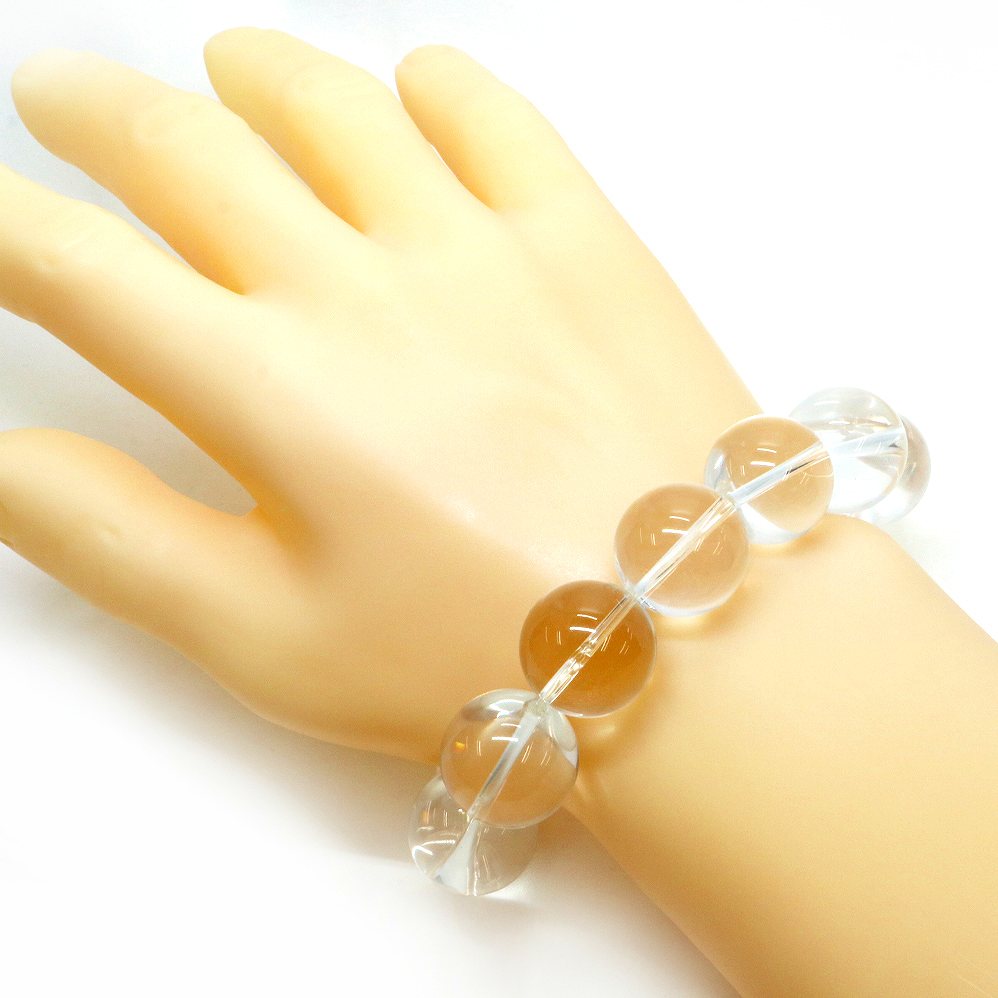 水晶 クリスタル【丸玉】18mm 数珠 天然石 ブレスレット パワーストーン ブレス お守り 選べるサイズ