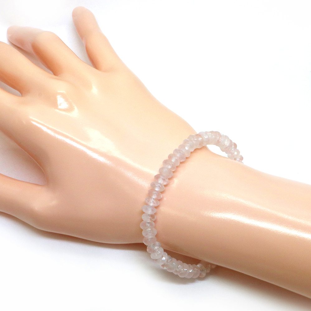 ローズクォーツ【ボタンカット】4×6mm 数珠 天然石 ブレスレット パワーストーン ブレス お守り 選べるサイズ