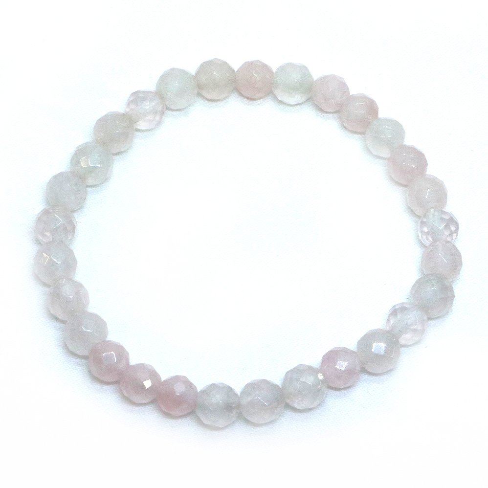 ローズクォーツ【カット】6mm 数珠 天然石 ブレスレット パワーストーン ブレス お守り 選べるサイズ