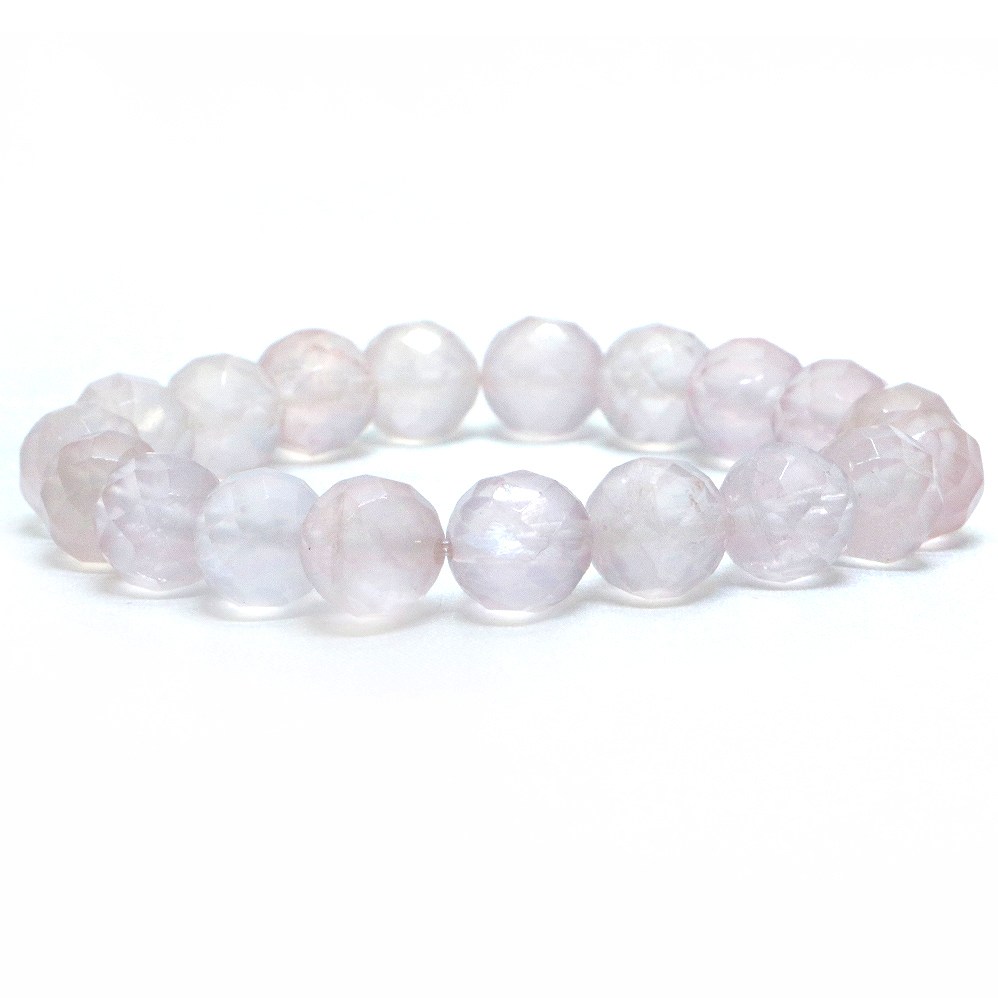 ローズクォーツ【カット】10mm 数珠 天然石 ブレスレット パワーストーン ブレス お守り 選べるサイズ