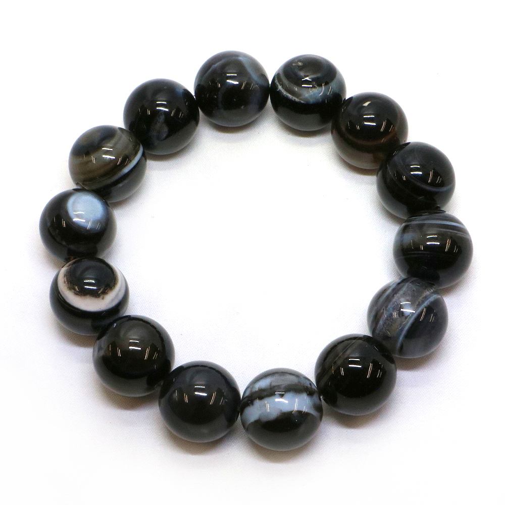 天眼石 縞瑪瑙 アイアゲート【丸玉】16mm 数珠 天然石 ブレスレット パワーストーン ブレス お守り 選べるサイズ