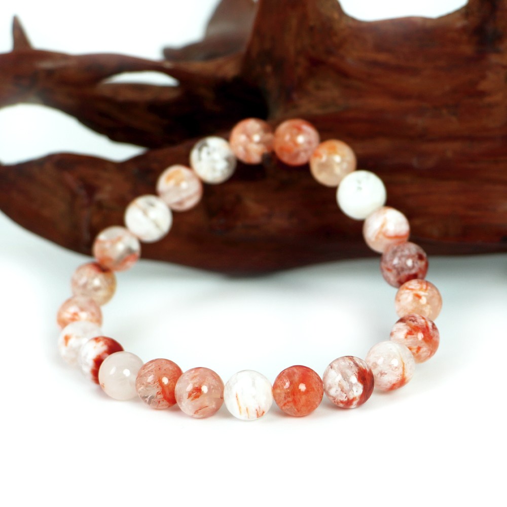 スノーフレークゴーストクリスタル【丸玉】8mm 数珠 天然石 ブレスレット パワーストーン ブレス お守り 選べるサイズ