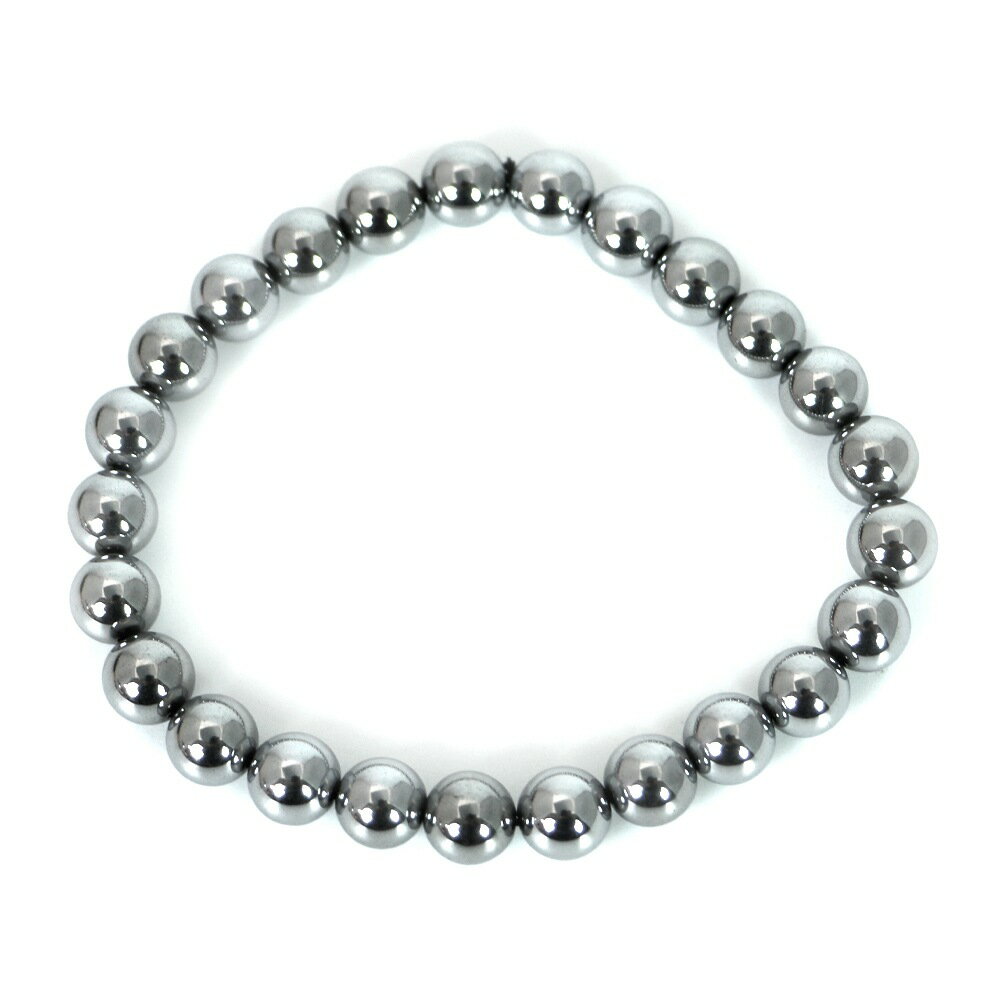 ヘマタイト（シルバー）【丸玉】8mm 数珠 天然石 ブレスレット パワーストーン ブレス お守り 選べるサイズ