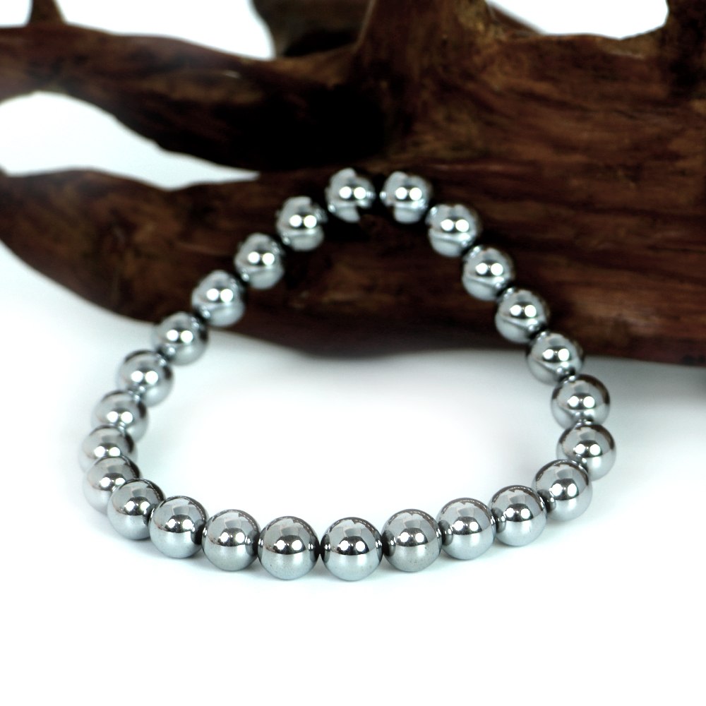ヘマタイト（シルバー）【丸玉】8mm 数珠 天然石 ブレスレット パワーストーン ブレス お守り 選べるサイズ