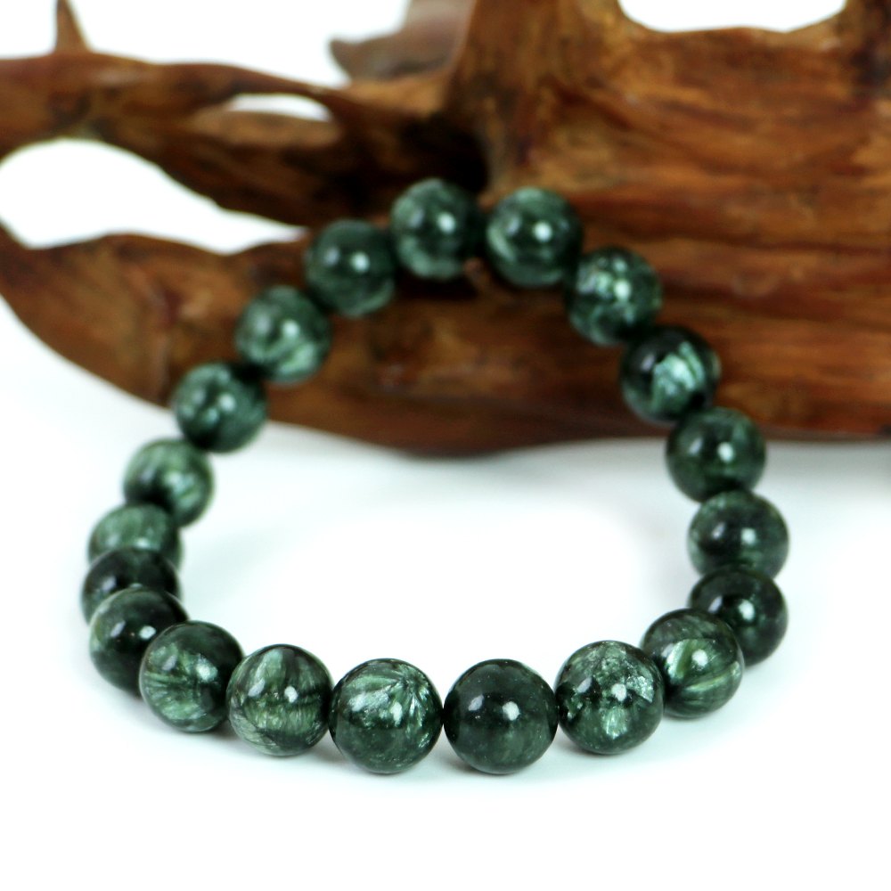 セラフィナイト【丸玉】10〜11mm ブレスレット パワーストーン ブレス お守り 選べるサイズ