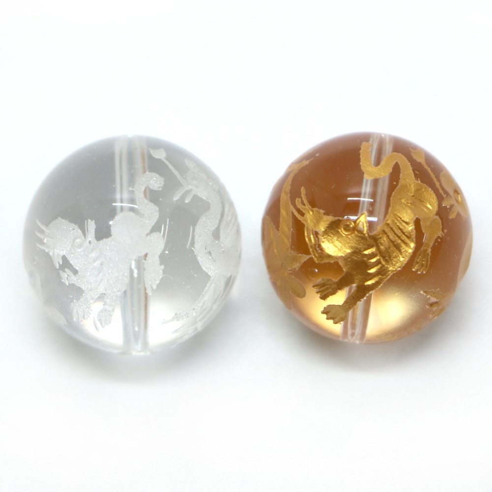 四神水晶14mm 四神相応彫球【風水・青龍・白虎・朱雀・玄武・天然石・パワーストーン】