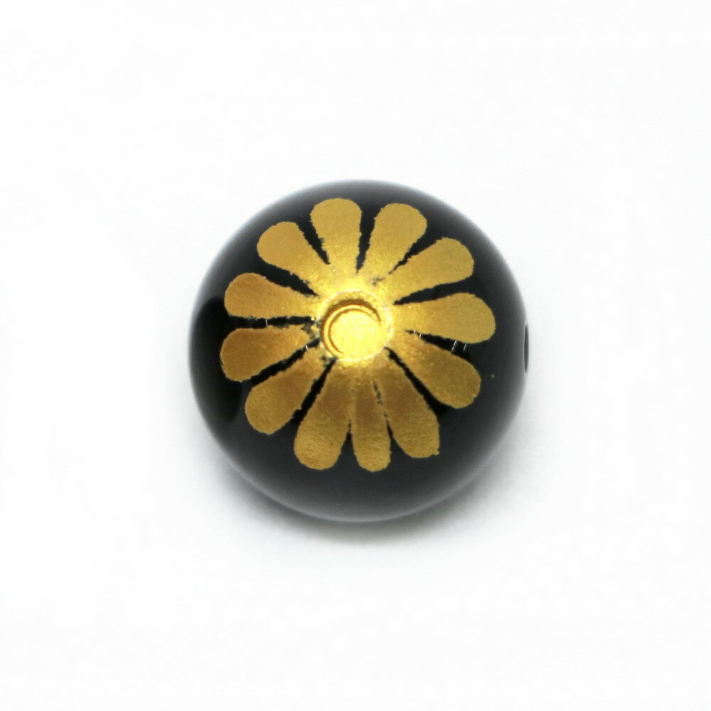菊紋 オニキス 14mm 家紋・彫刻ビーズ 