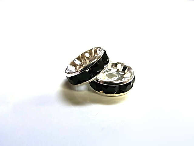 ロンデル/平型/シルバー×ブラック【アクセサリーパーツ】
