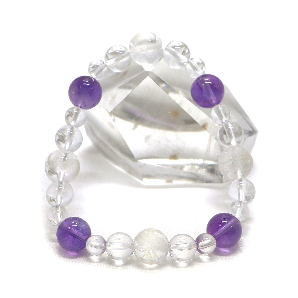 四神相応誕生石ブレスレット2月アメジスト【天然石ブレス・パワーストーン・Bracelet】