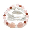 ローズクォーツ・リボンブレスレット【天然石ブレス・パワーストーン・Bracelet】