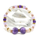 アメジスト・リボンブレスレット【天然石ブレス・パワーストーン・Bracelet】