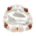 ローズクォーツ・リボンブレスレット【天然石ブレス・パワーストーン・Bracelet】