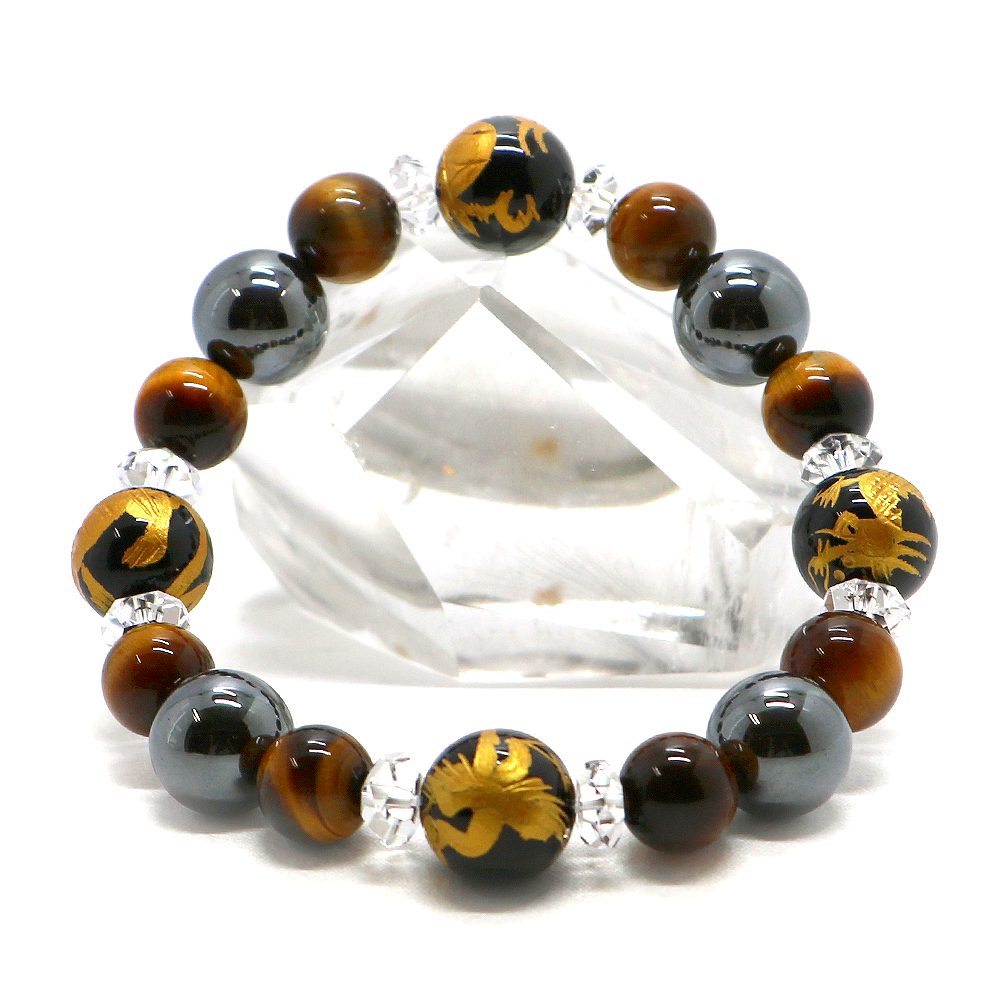 風水四神ブレスレット・タイガーアイのコンビ【天然石ブレス・パワーストーン・Bracelet】のサムネイル