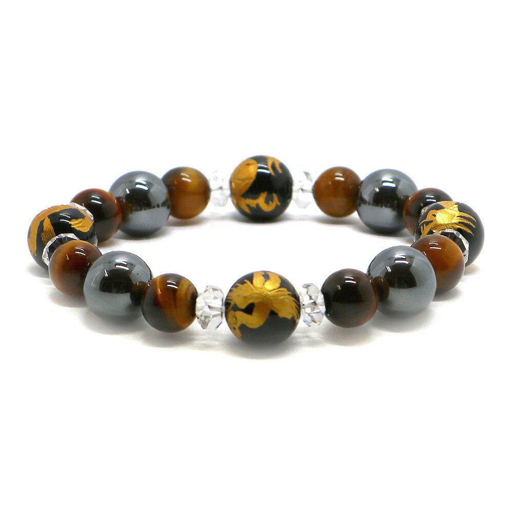 風水四神ブレスレット・タイガーアイのコンビ【天然石ブレス・パワーストーン・Bracelet】