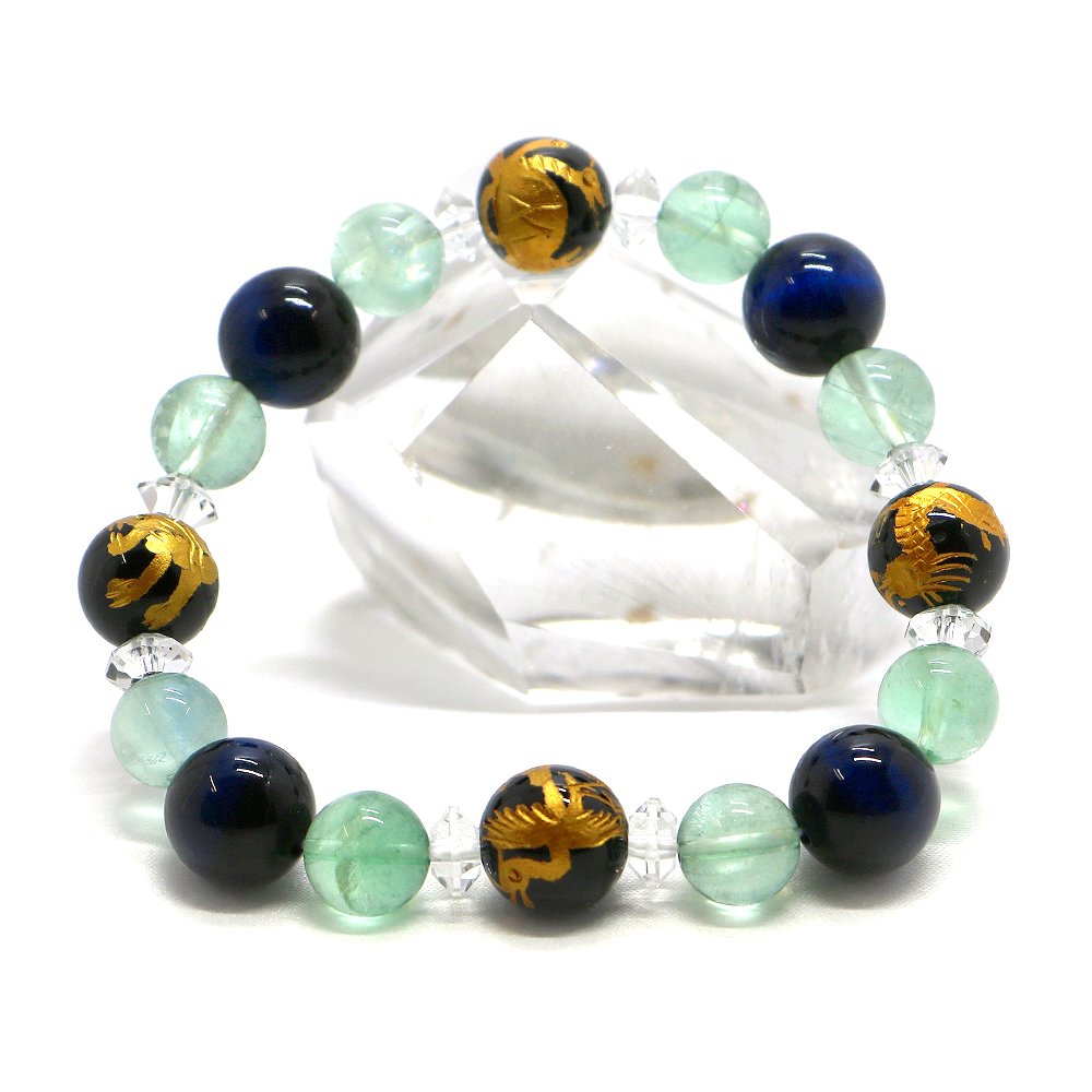樂天商城 - 風水四神ブレスレット・ブルーフローライトのコンビ【天然石ブレス・パワーストーン・Bracelet】