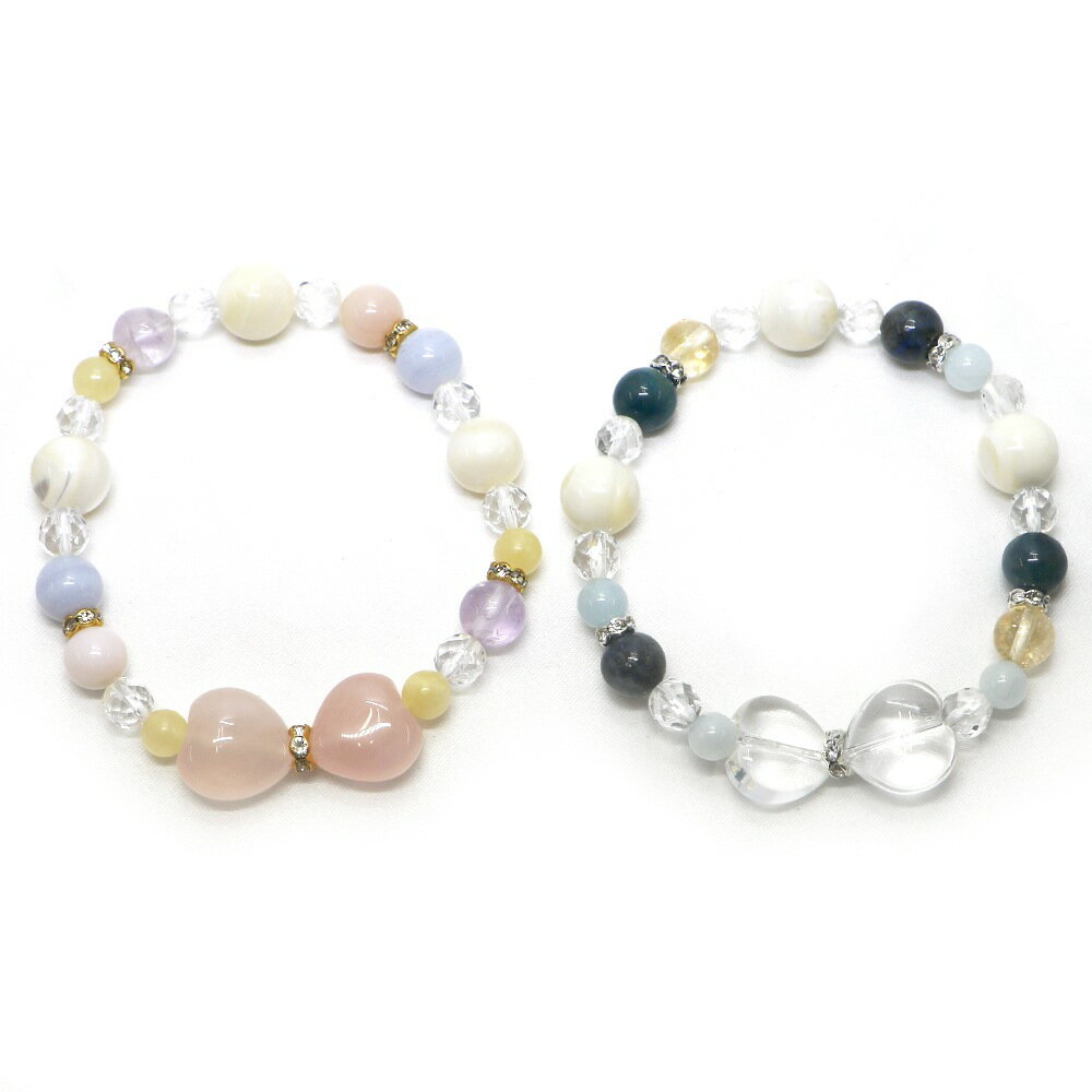 リボンブレスレット ローズクォーツ 水晶クリスタル 【パワーストーン・Bracelet・天然石】