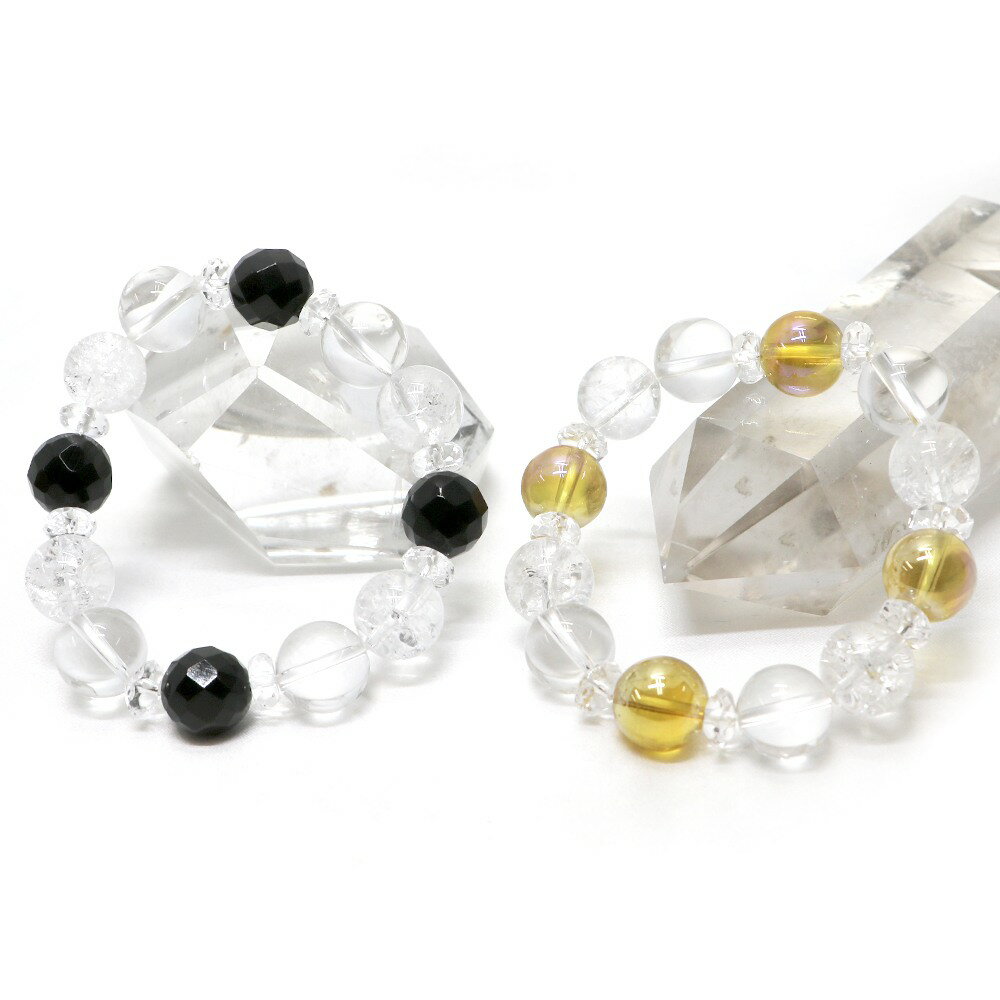 Rakuten - コンビブレスレット オニキス ゴールデンオーラクリスタル 【パワーストーン・Bracelet・天然石】