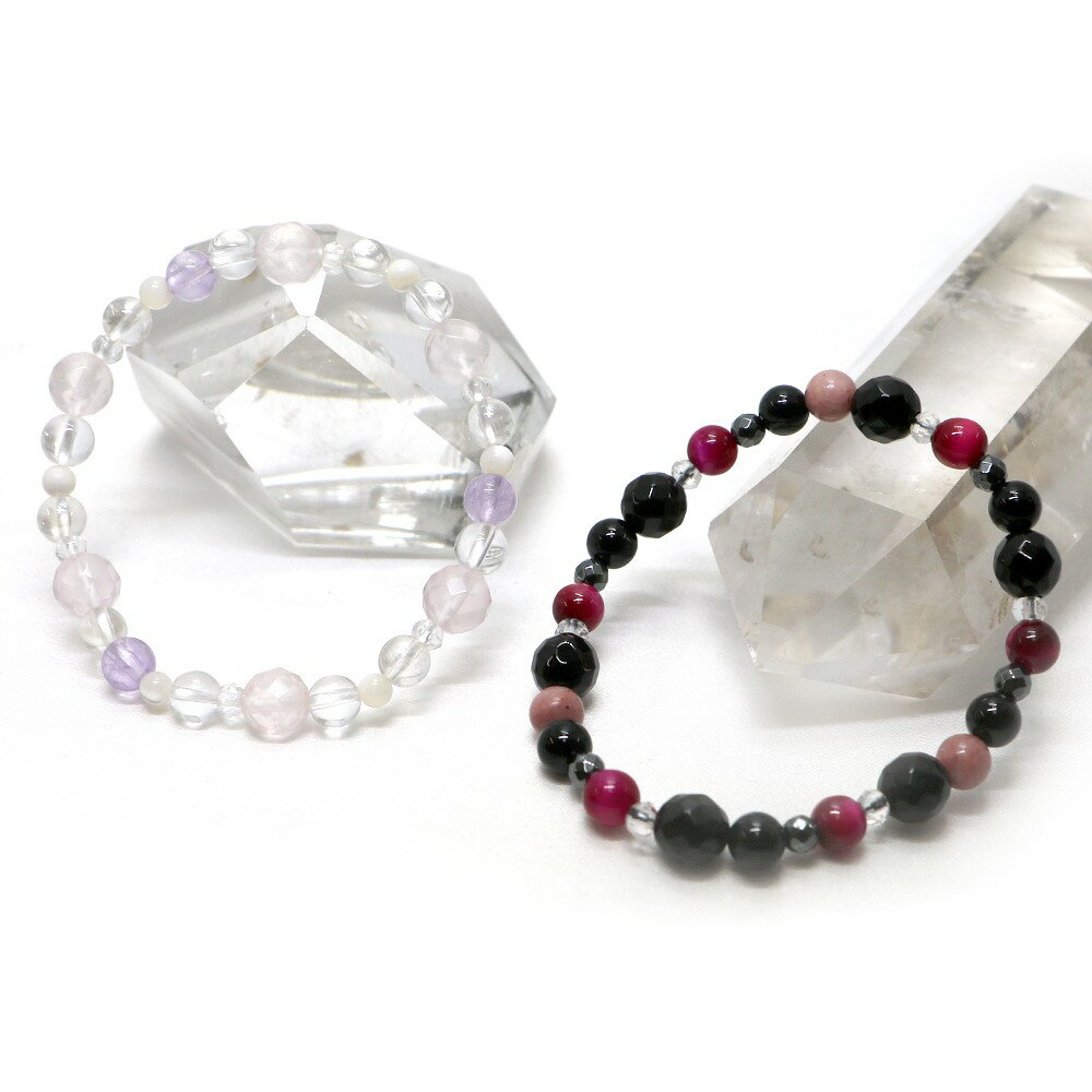 Rakuten - コンビブレスレット ローズクォーツ オニキス 【パワーストーン・Bracelet・天然石】