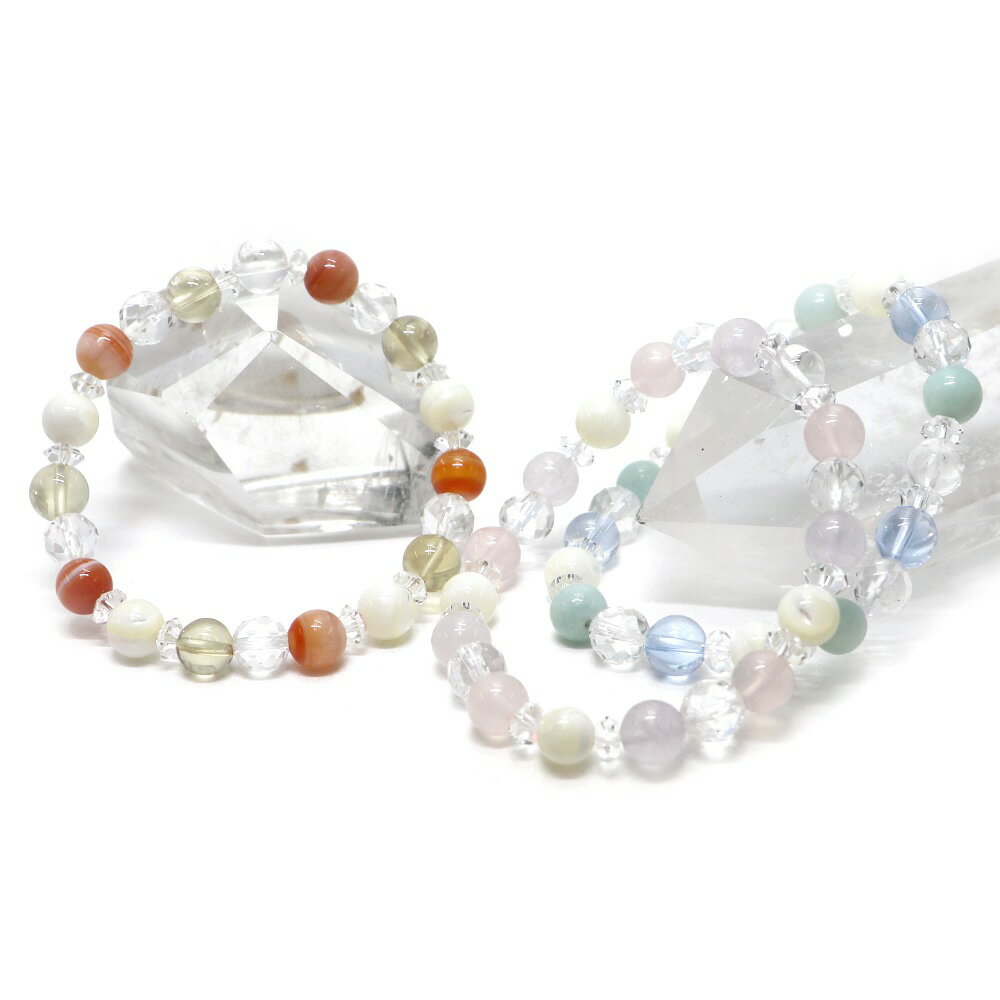 コンビブレスレット 四葉のクローバー 水晶  パワーストーン・Bracelet・...