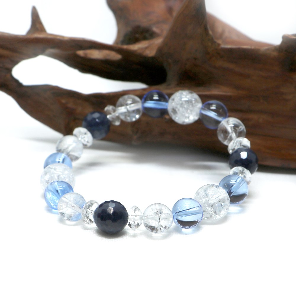 サファイアカット ブルークォーツ クラッシュクリスタル ブレスレット 【パワーストーン・Bracelet・天然石】