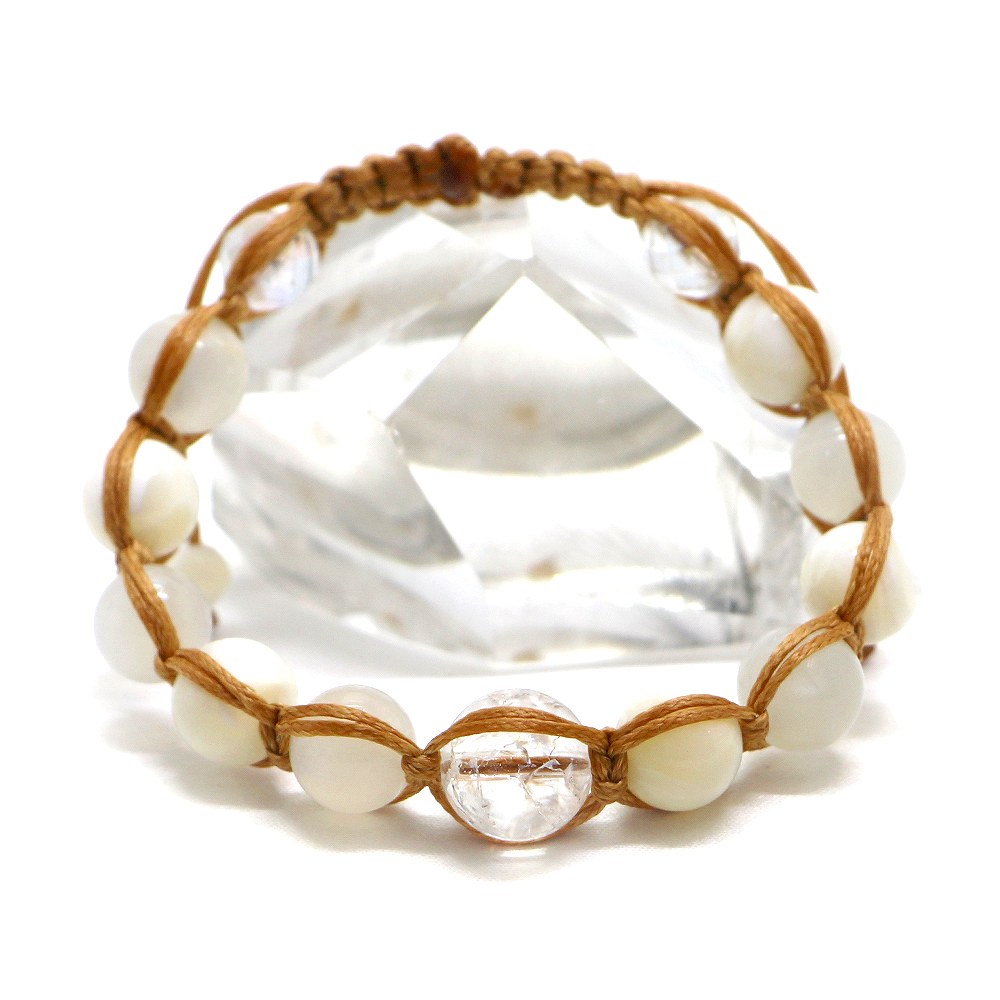Rakuten - 編みひもブレス ムーンストーン マザーオブパール【天然石ブレス・パワーストーン・Bracelet】