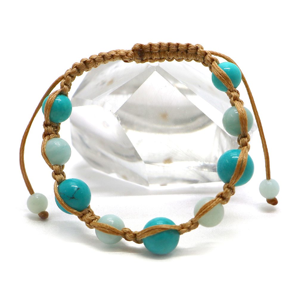 編みひもブレス ターコイズ アマゾナイト【天然石ブレス・パワーストーン・Bracelet】