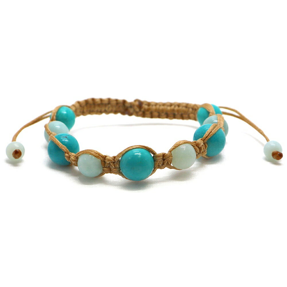 編みひもブレス ターコイズ アマゾナイト【天然石ブレス・パワーストーン・Bracelet】