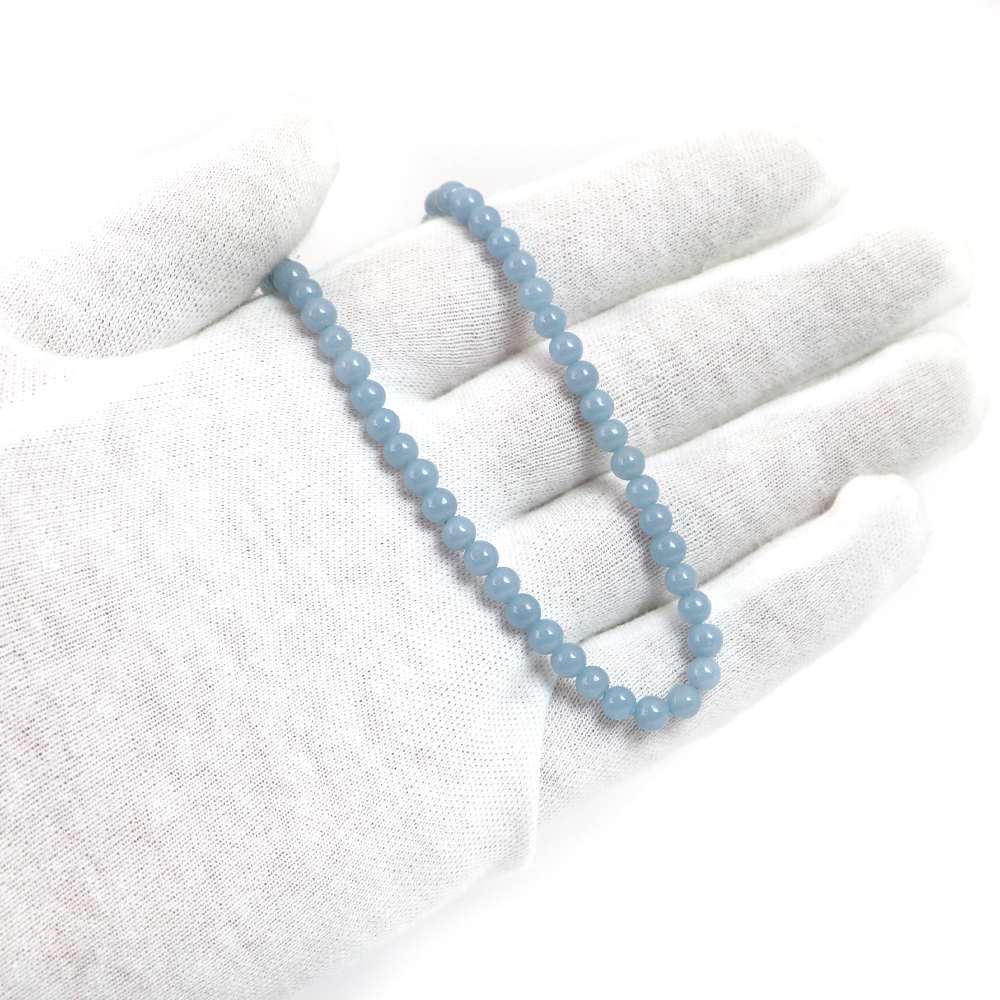 シンプルストーンネックレスエンジェライト【丸玉】4mm【天然石ビーズパワーストーン】