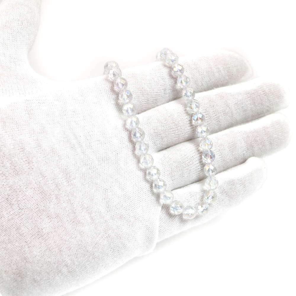 シンプルストーンネックレスアクアオーラレインボーオーラ【カット】6mm【天然石ビーズパワーストーン】