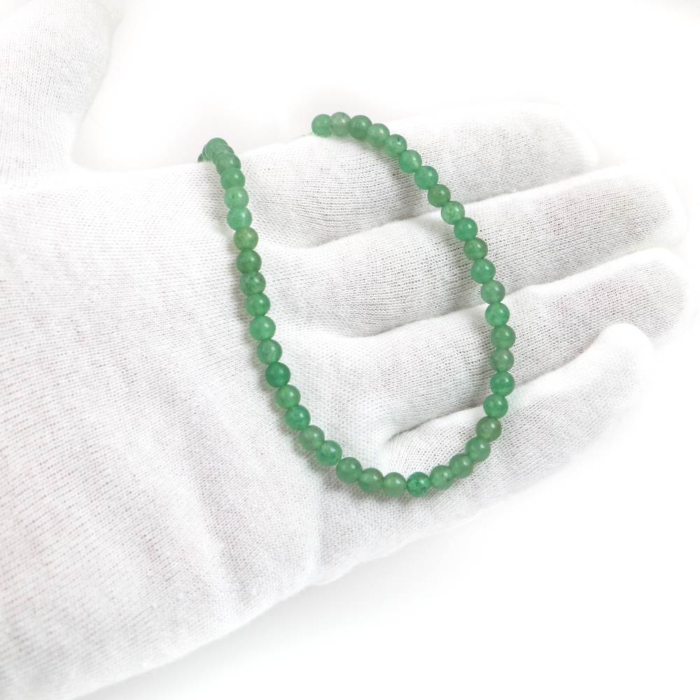 シンプルストーンネックレスアベンチュリン【丸玉】4mm【天然石ビーズパワーストーン】