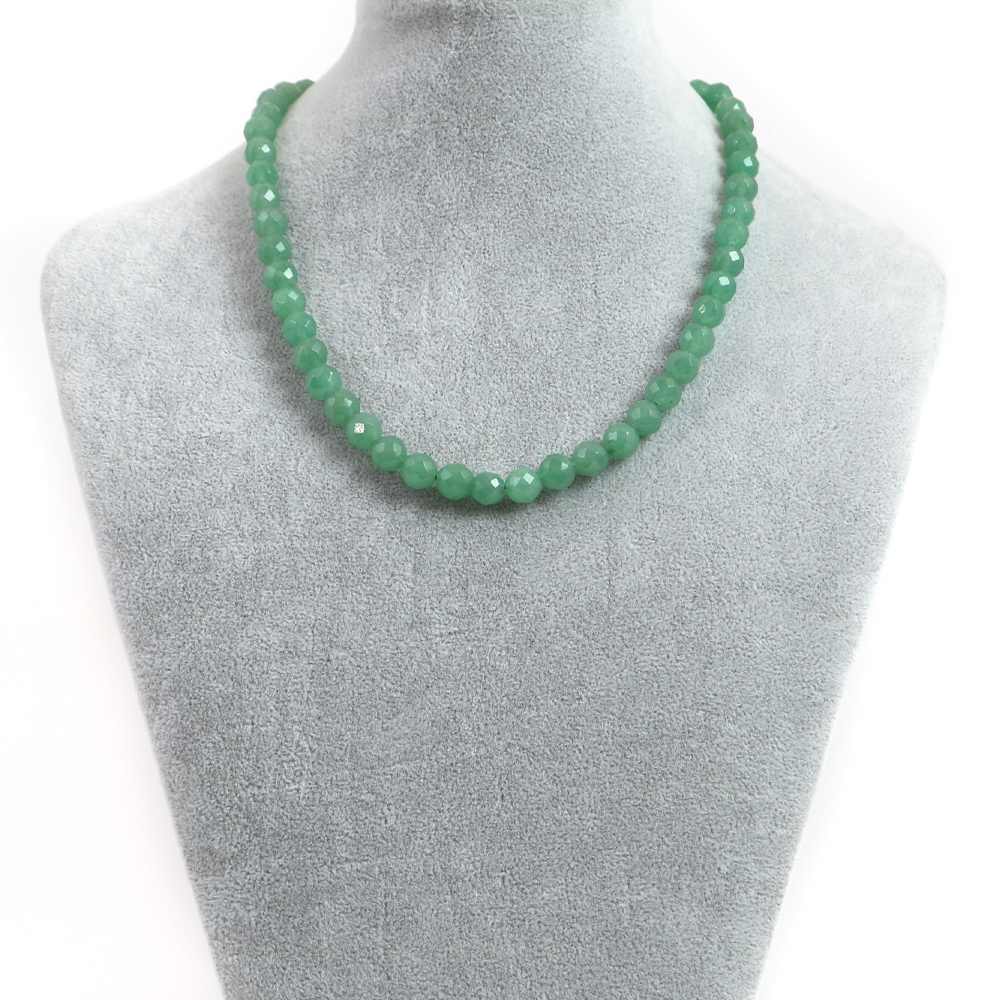 シンプルストーンネックレスアベンチュリン【カット】8mm【天然石ビーズパワーストーン】